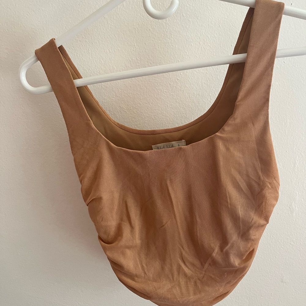 Neutral Brown Scoop Neck Bodysuit